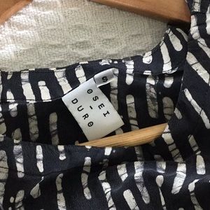 Osei Duro 100% silk blouse, black + white, size S